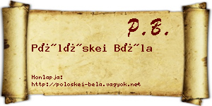 Pölöskei Béla névjegykártya